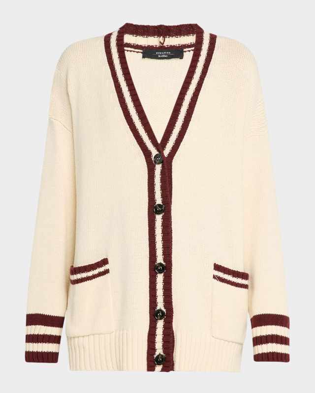 Vicolo Stripe Trim V-Neck Cardigan